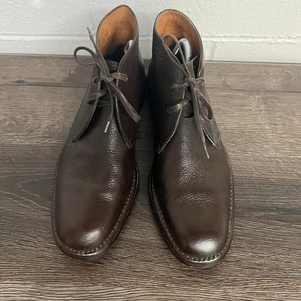 John Varvatos Men Size 9 Brown Leather Chukka Boots Handmade Italy F199D3 77 204